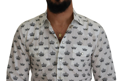 Camisa de vestir con estampado de corona y corte entallado