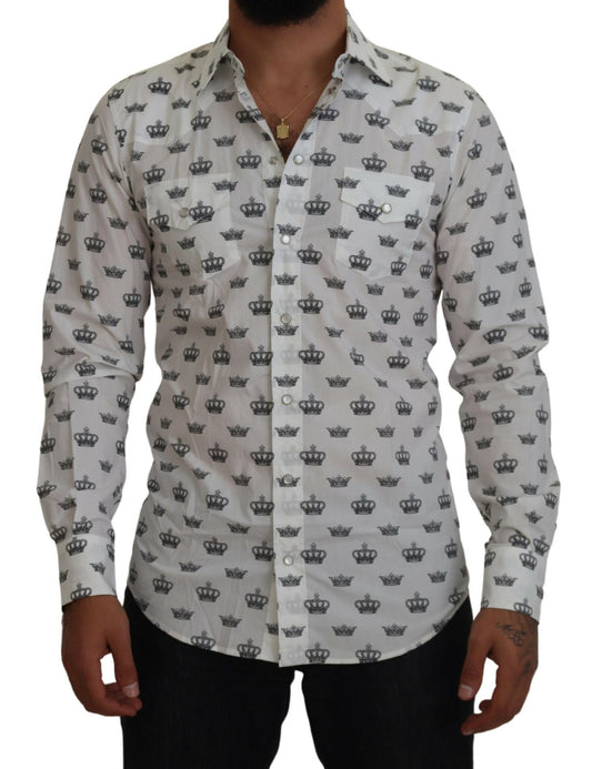 Camisa de vestir con estampado de corona y corte entallado