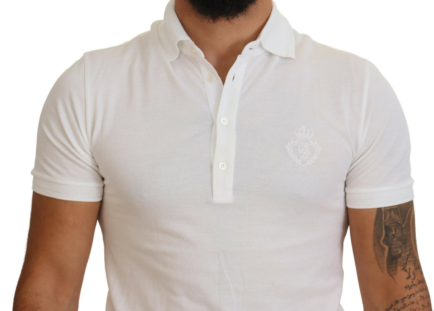 Elegant White Cotton Blend Polo