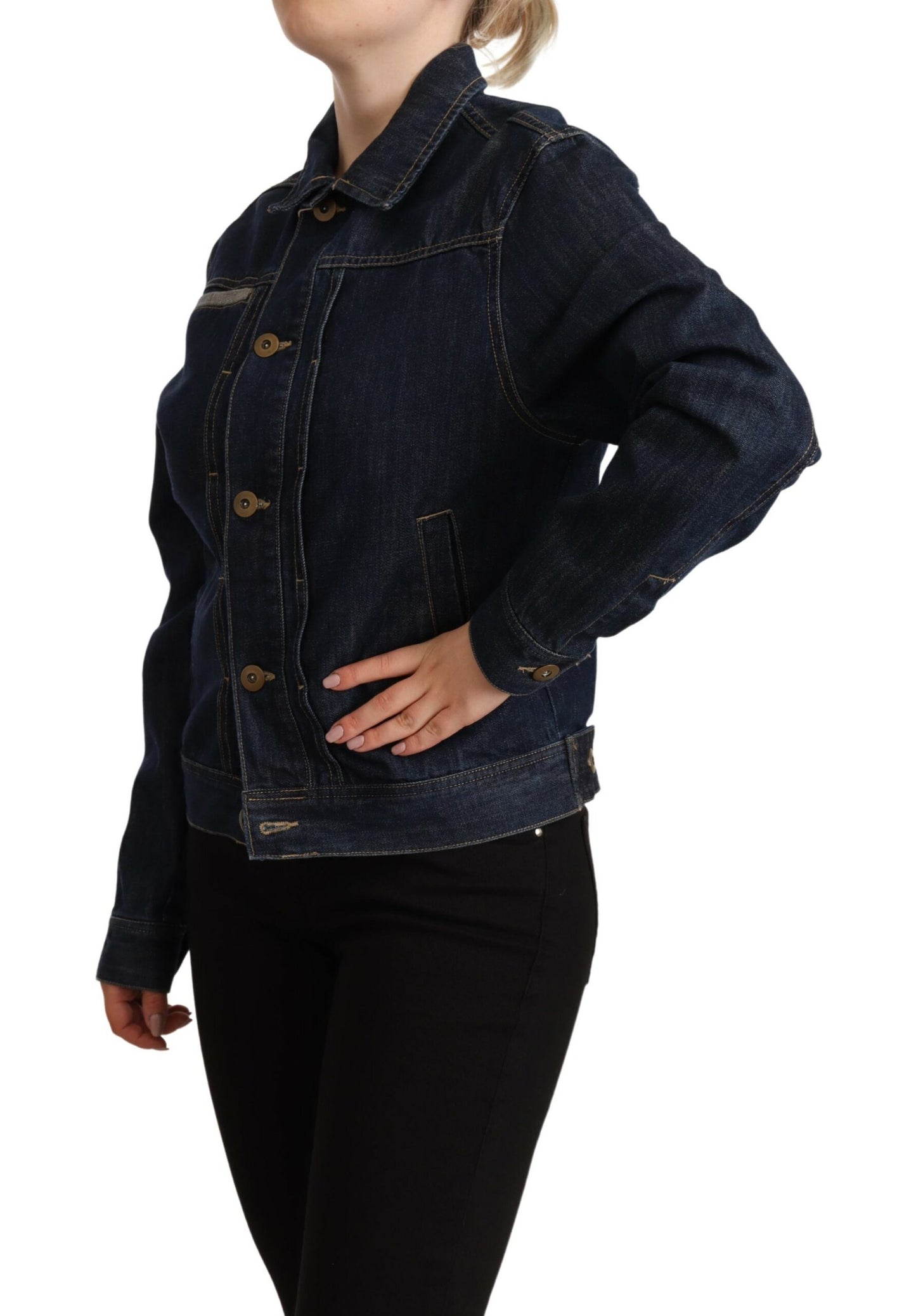 Schicke dunkelblaue Jeansjacke