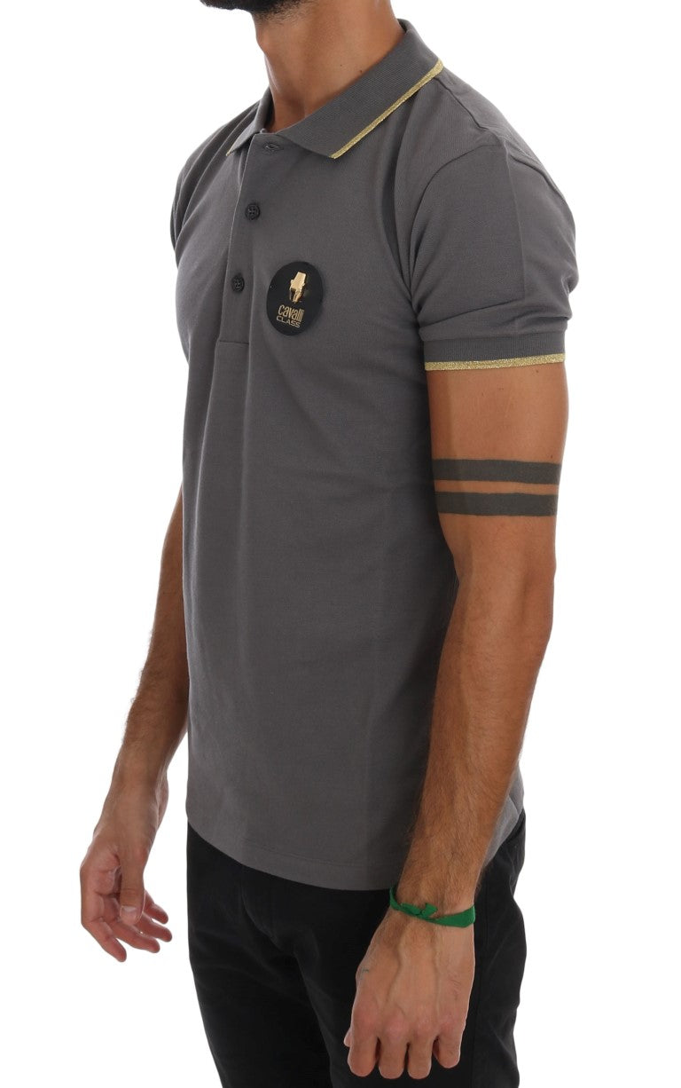 Polo elegante de algodón gris