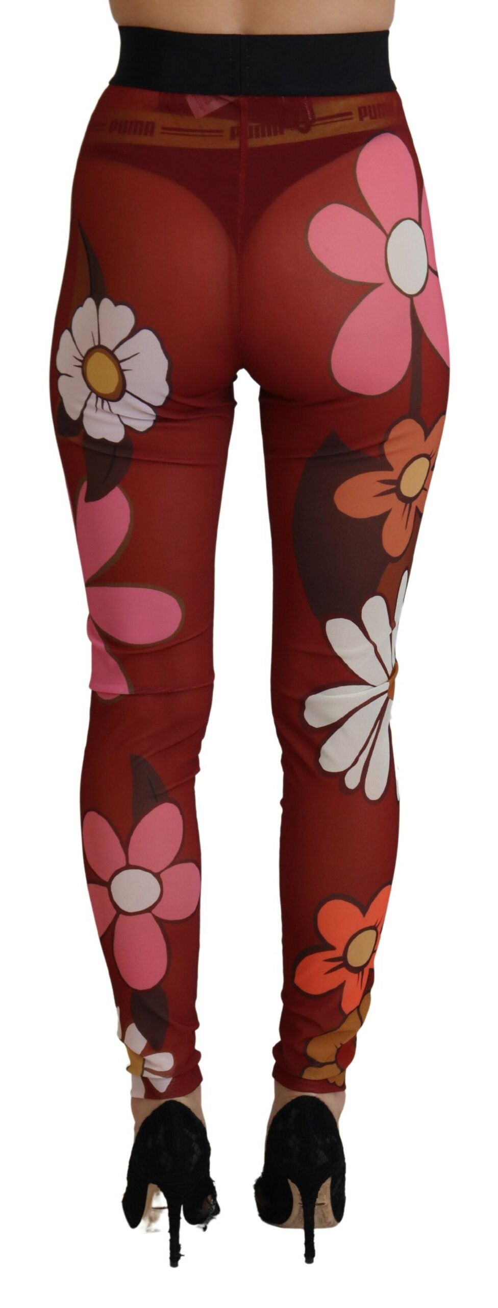 Leggings mit hoher Taille und Blumenmuster in Rot