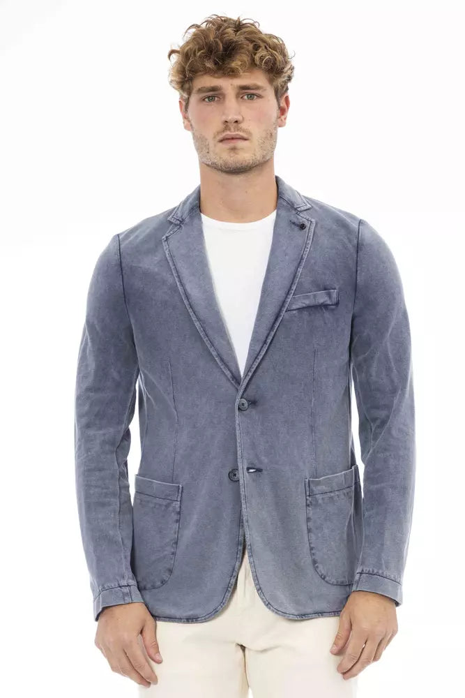 Blue Cotton Mens Blazer