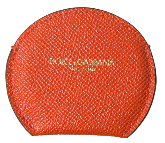 Elegante porta espejo de piel de becerro color naranja