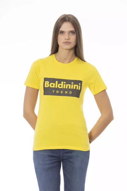 Camiseta de algodón amarilla para mujer