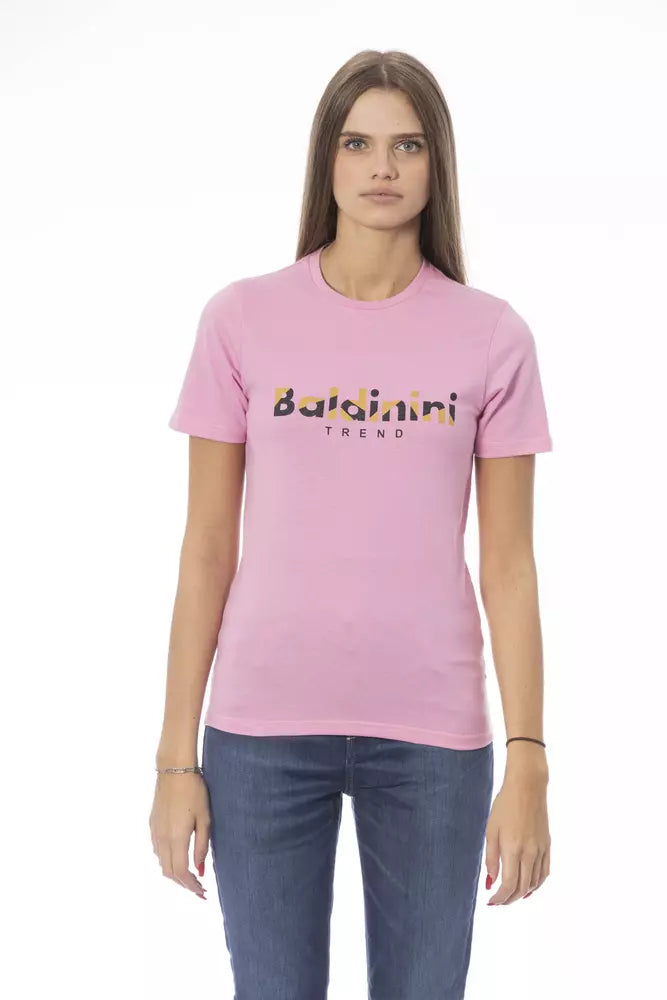 Pink Cotton Women T-Shirt