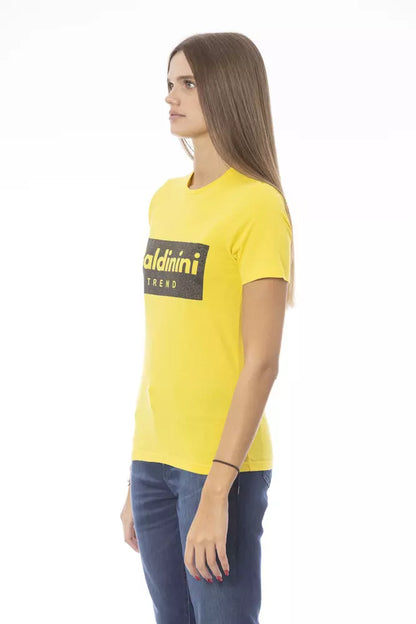 Camiseta de algodón amarilla para mujer