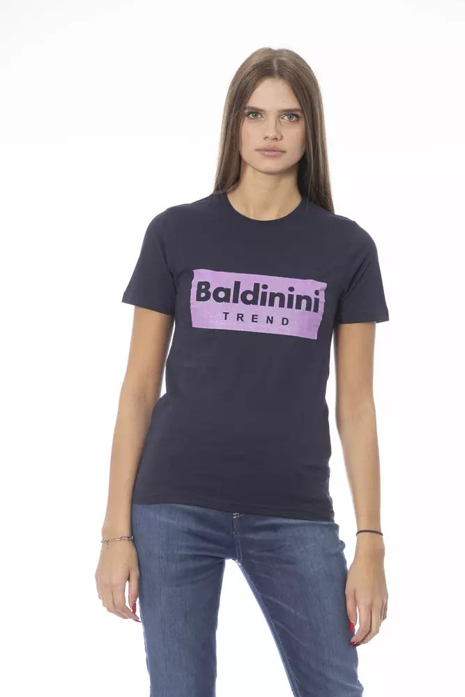 Blaues Baumwoll-T-Shirt für Damen
