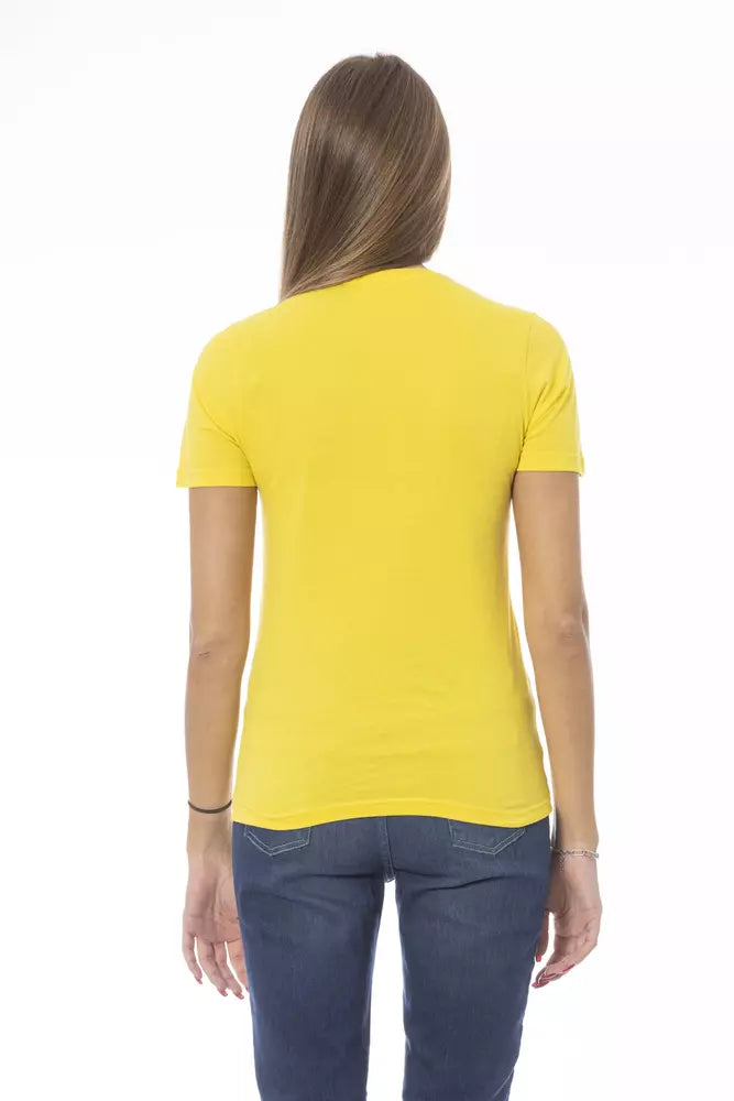 Camiseta de algodón amarilla para mujer