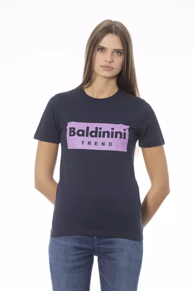 Blaues Baumwoll-T-Shirt für Damen