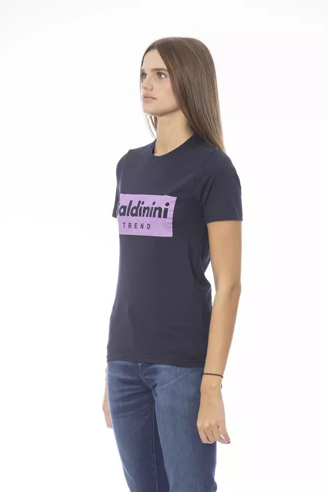 Blaues Baumwoll-T-Shirt für Damen