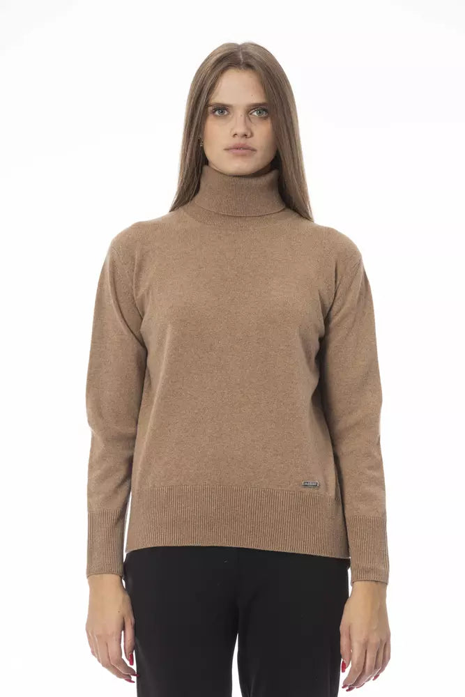 Beiger Wollpullover für Damen