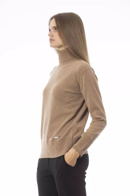 Beiger Wollpullover für Damen