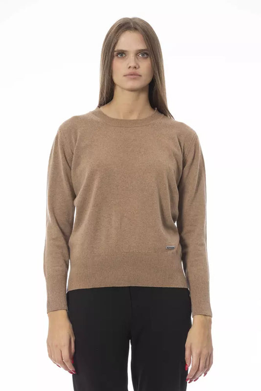 Beiger Wollpullover für Damen