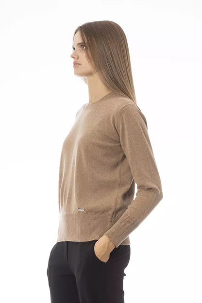 Beiger Wollpullover für Damen