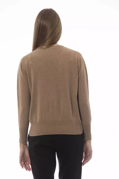 Beiger Wollpullover für Damen