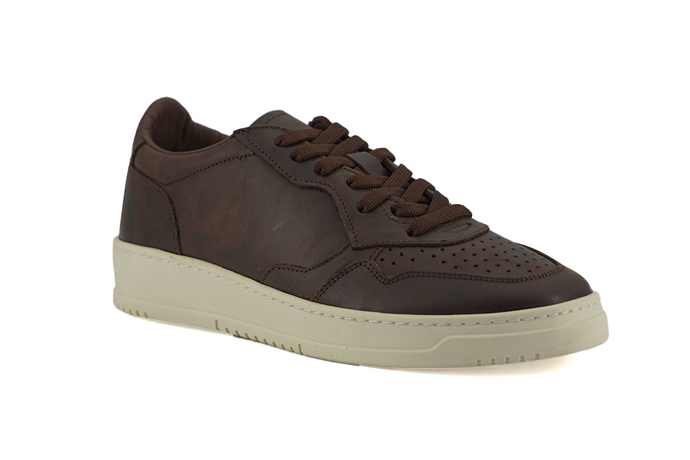 Exklusive Leder-Stoff-Sneaker in Braun