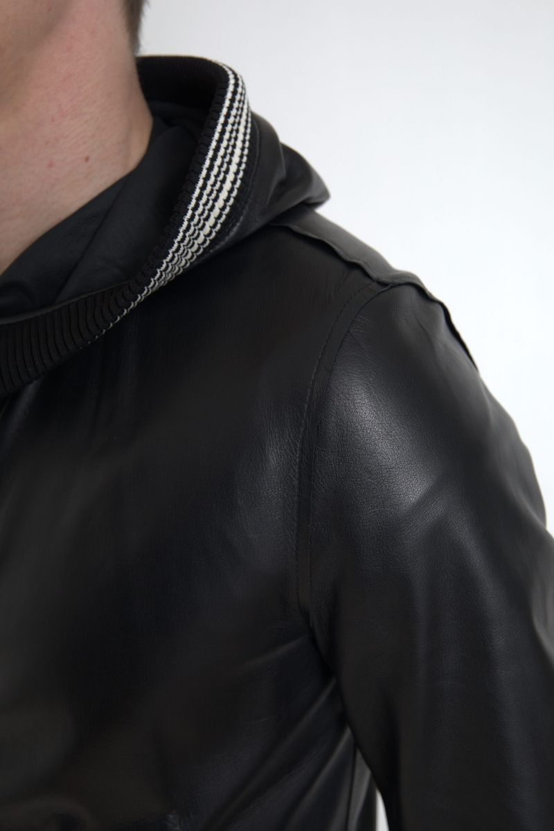 Elegante schwarze Bomberjacke aus Leder