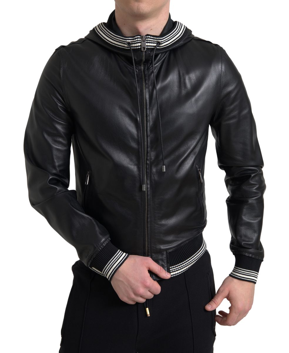 Elegante schwarze Bomberjacke aus Leder