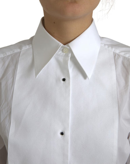 Elegant White Cotton Poplin Dress Shirt