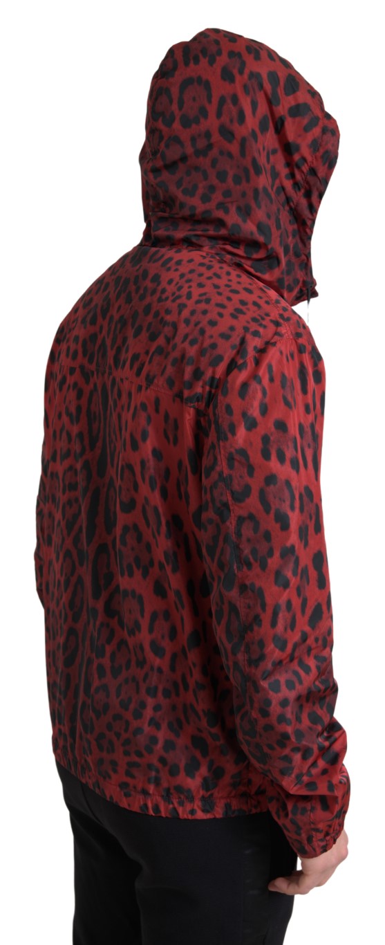 Chaqueta bomber con capucha y estampado de leopardo rojo