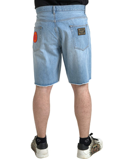 Elegante hellblaue Denim-Bermudashorts