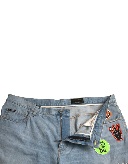 Elegante hellblaue Denim-Bermudashorts