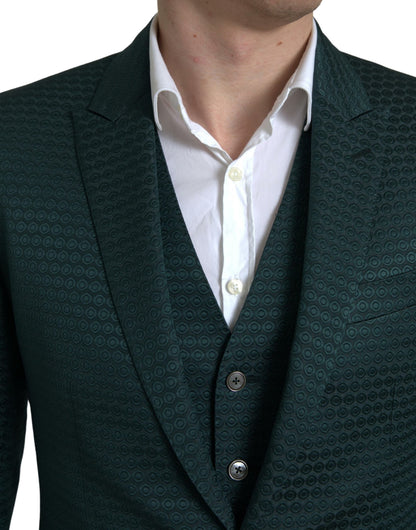 Traje de tres piezas de corte entallado Emerald Elegance