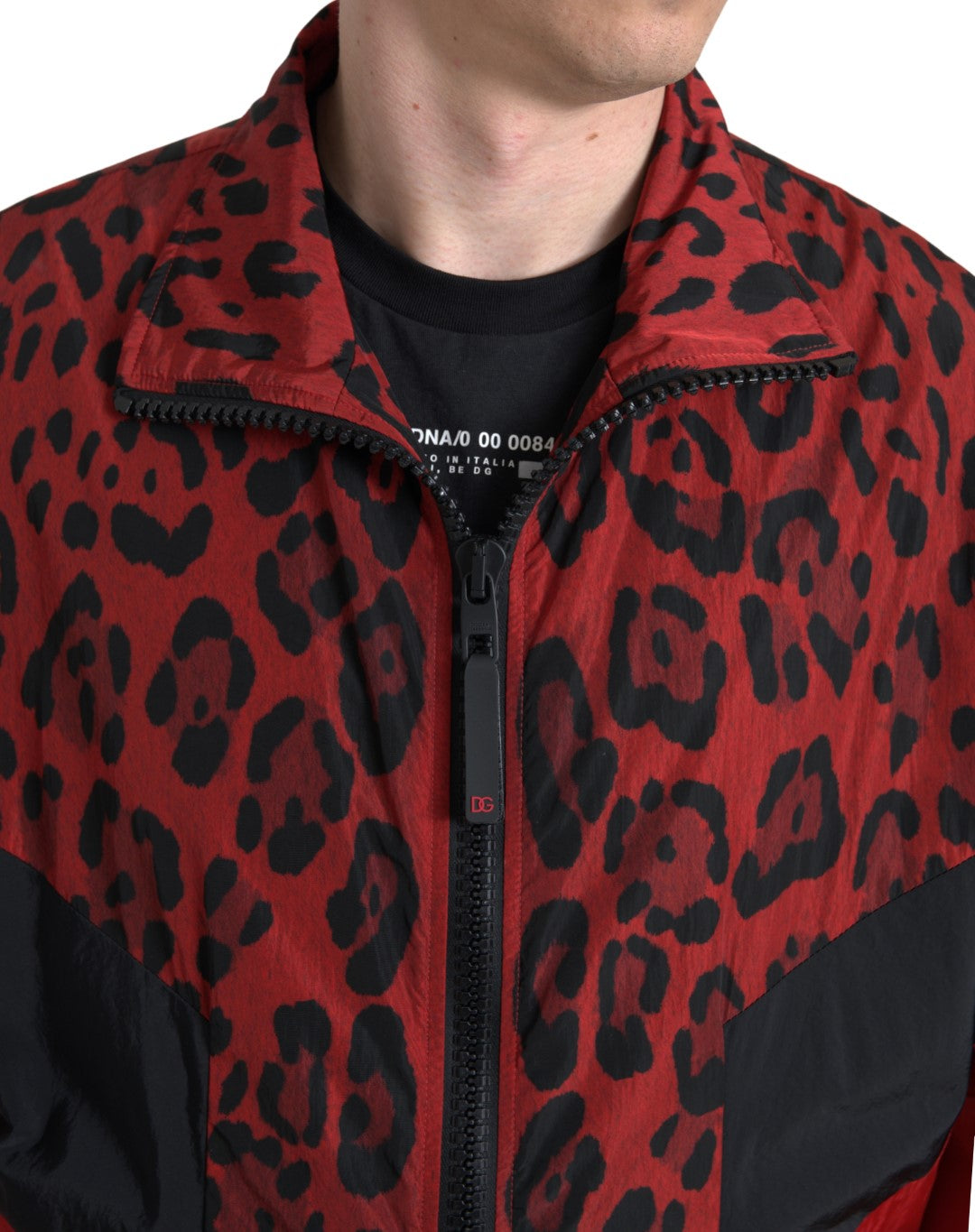 Red Leopard Zip Sweater Jacket