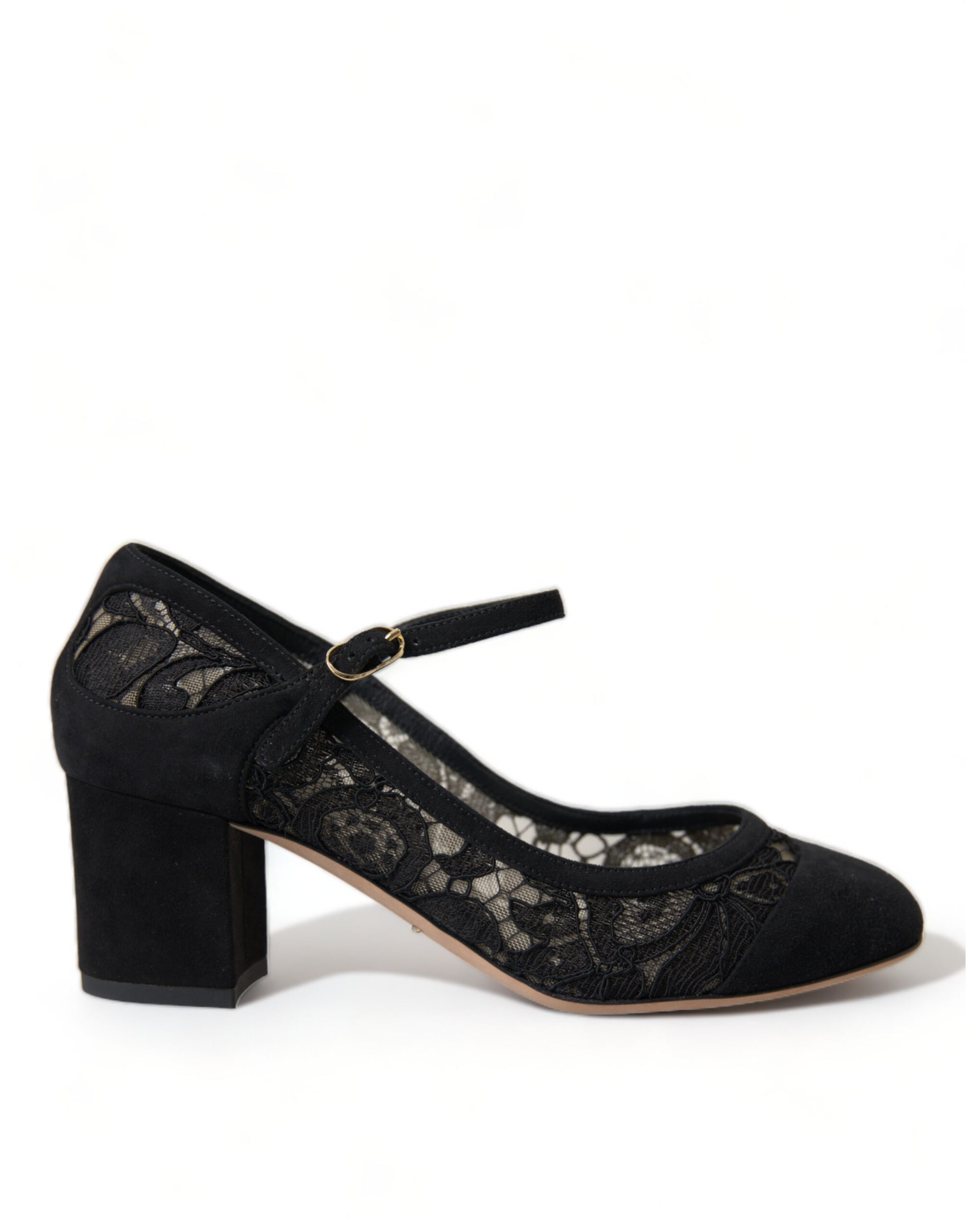 Elegant Suede Mary Jane Lace Heels