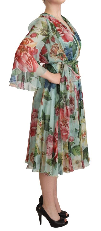 Midi-Wickelkleid aus Seide mit Blumenmuster