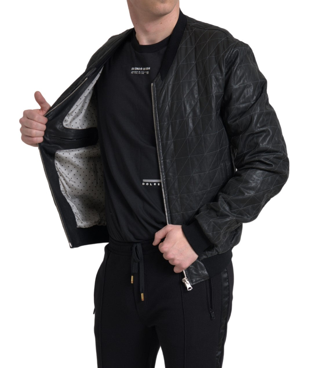 Elegante schwarze Bomberjacke aus Leder