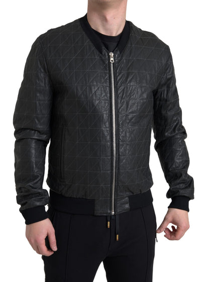 Elegante schwarze Bomberjacke aus Leder