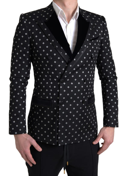 Elegant Geometric Patterned Slim Blazer