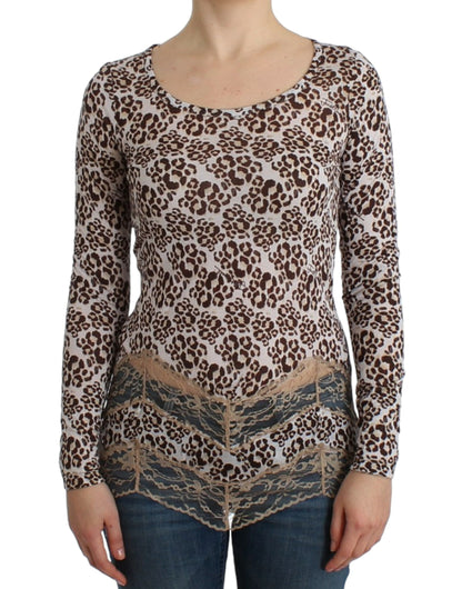 Elegante blusa de manga larga con encaje floral