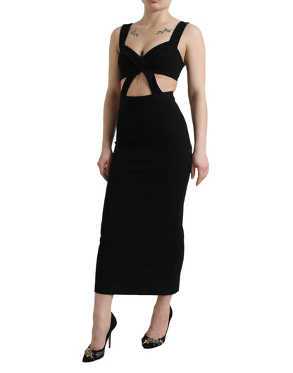 Glamuroso vestido ajustado midi negro