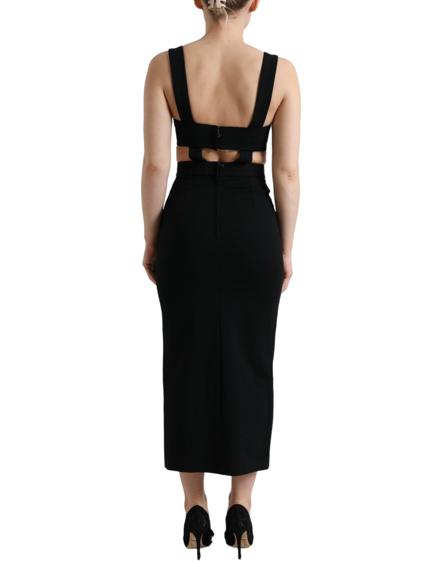 Glamuroso vestido ajustado midi negro