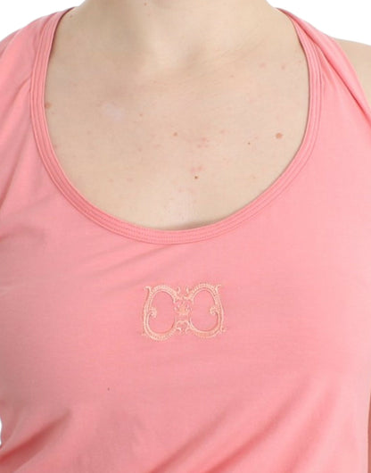 Chic Pink Cotton Blend Tank Top