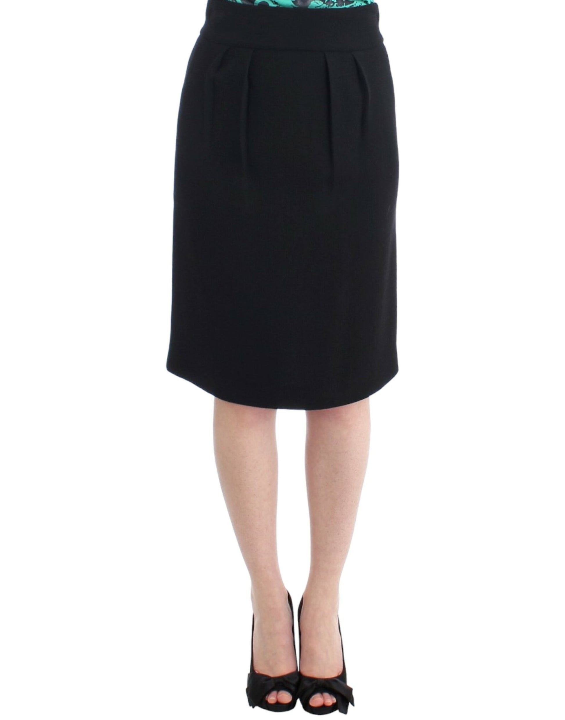 Elegant Black Wool Pencil Skirt