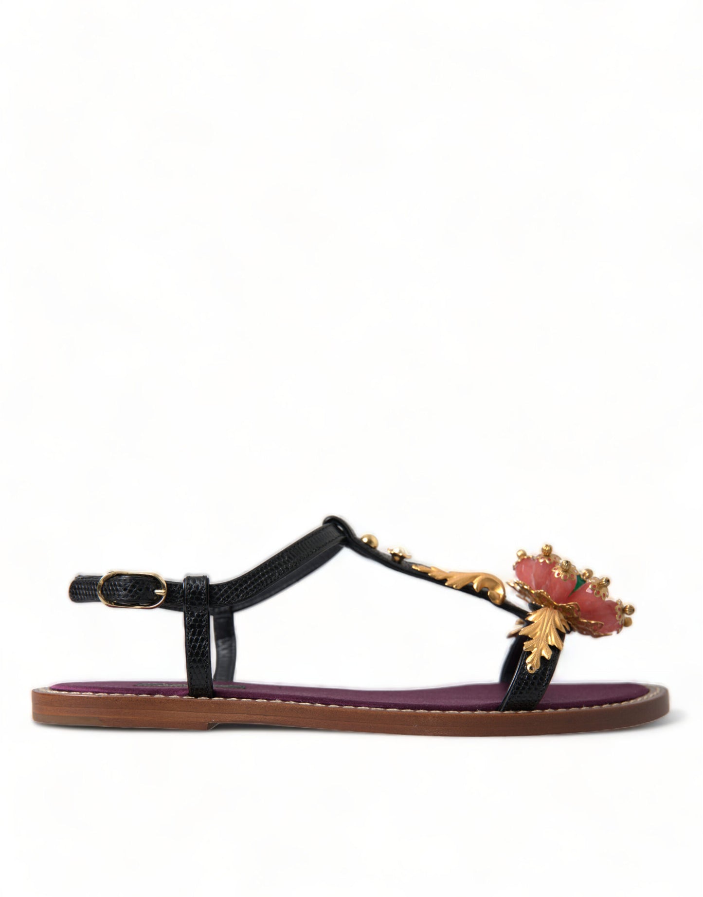 Elegant Crystal-Adorned Flat Sandals