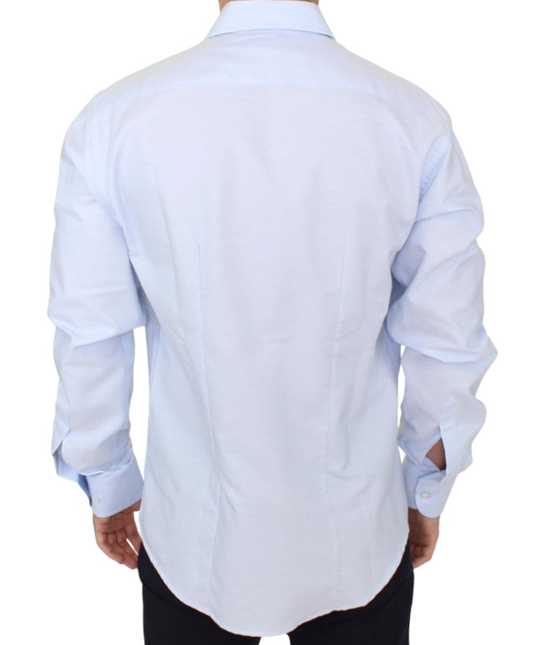 Camisa elegante de algodón italiano de color azul claro