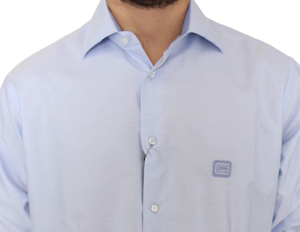 Camisa elegante de algodón italiano de color azul claro