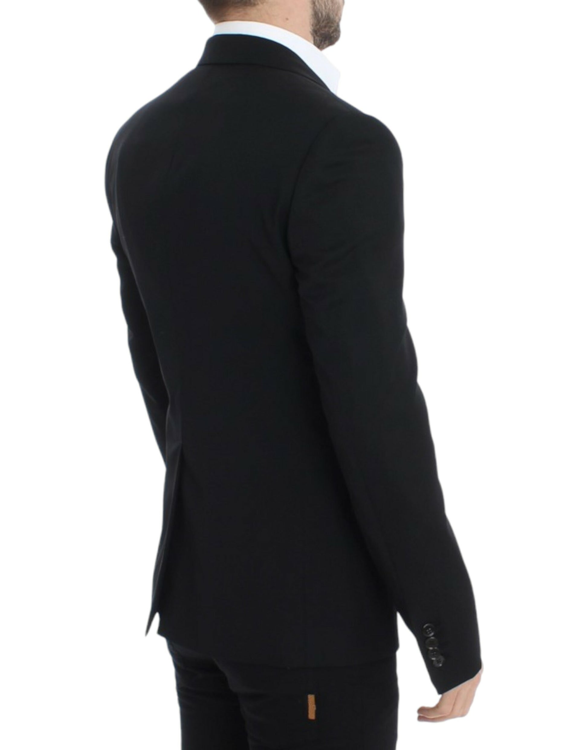 Blazer elegante de lana negra de corte entallado