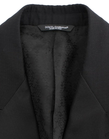 Eleganter schwarzer Sicilia-Blazer aus Seidenmischung