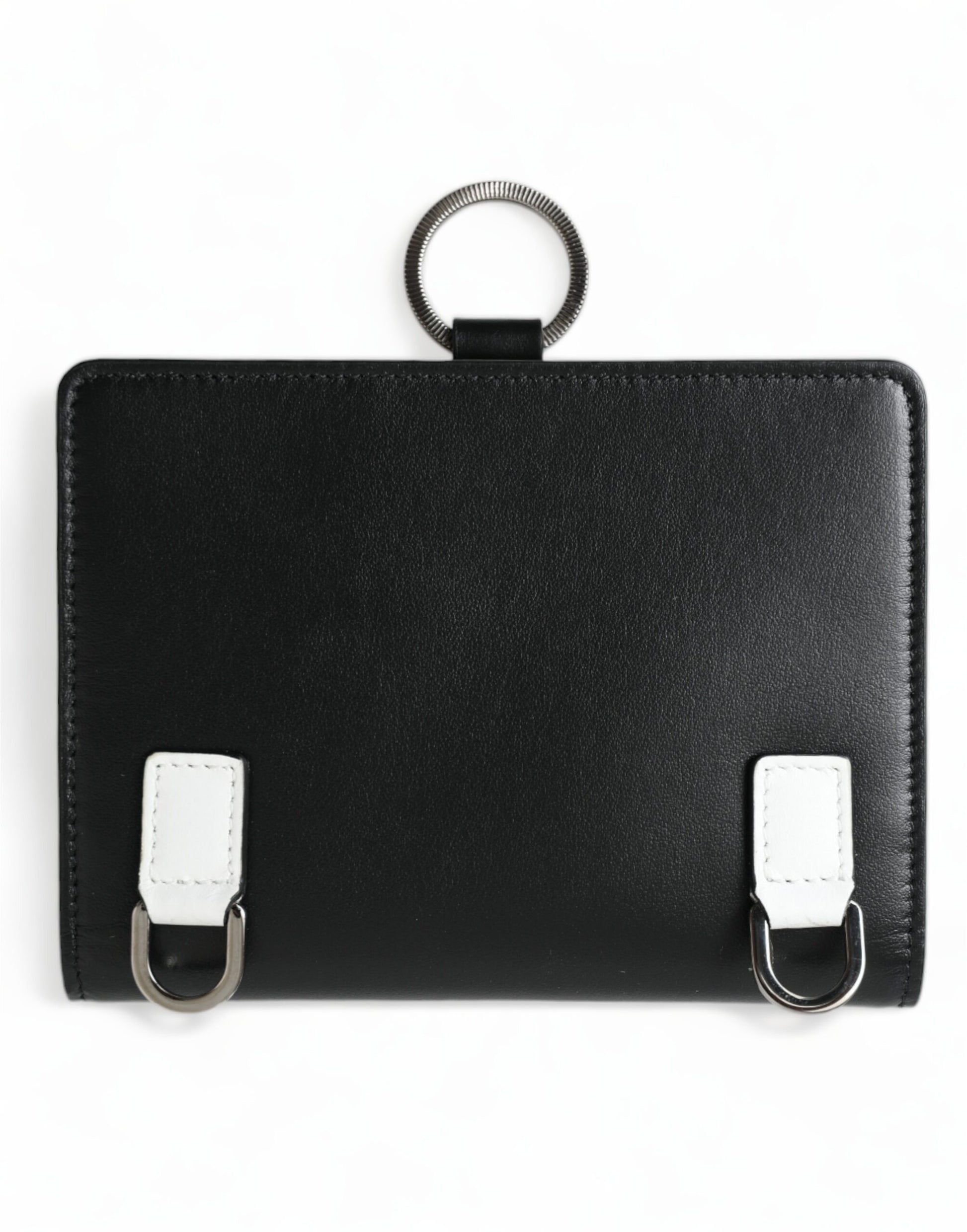 Elegante cartera para tarjetas de cuero negro con cristales