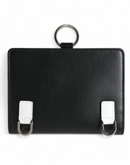 Elegante cartera para tarjetas de cuero negro con cristales