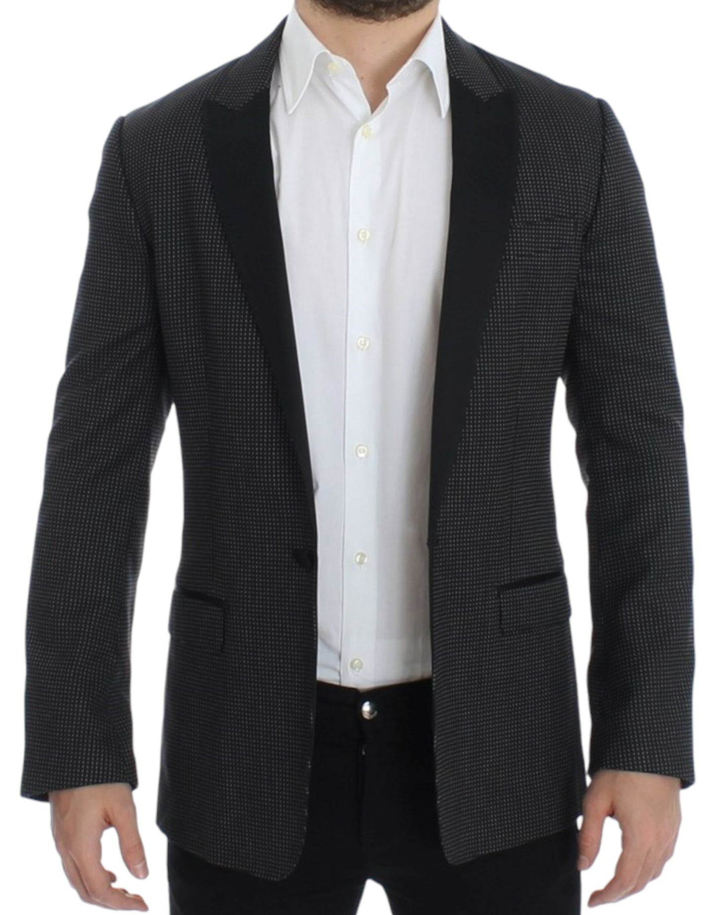 Eleganter schwarzer Slim Fit Blazer mit Polka Dots