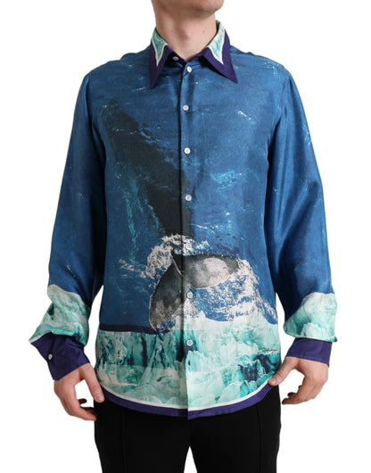 Camisa de seda con estampado elegante del océano