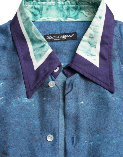 Camisa de seda con estampado elegante del océano