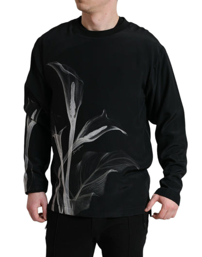 Floral Silk Crew Neck Sweater